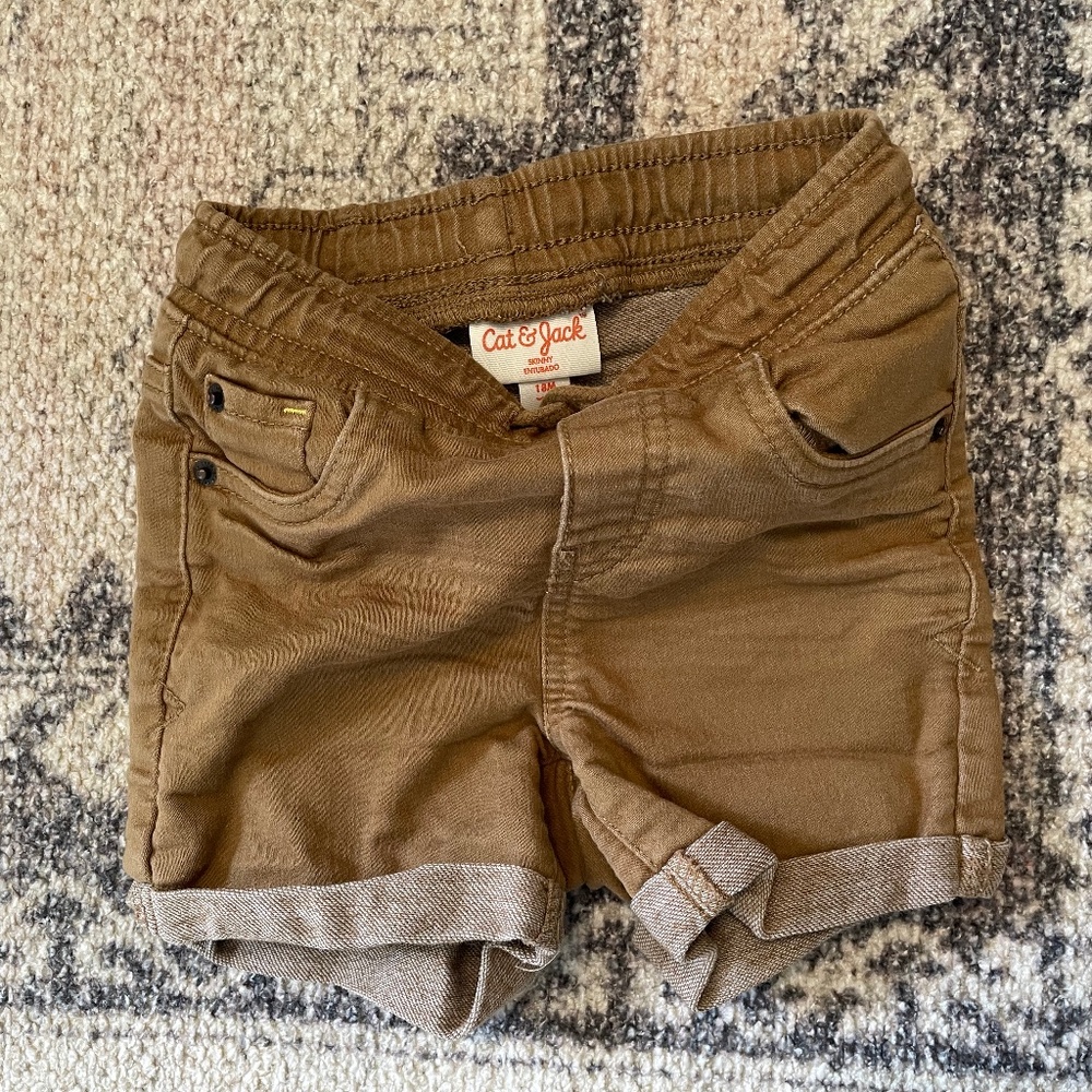 Cat & Jack Tan Jean Shorts-18M